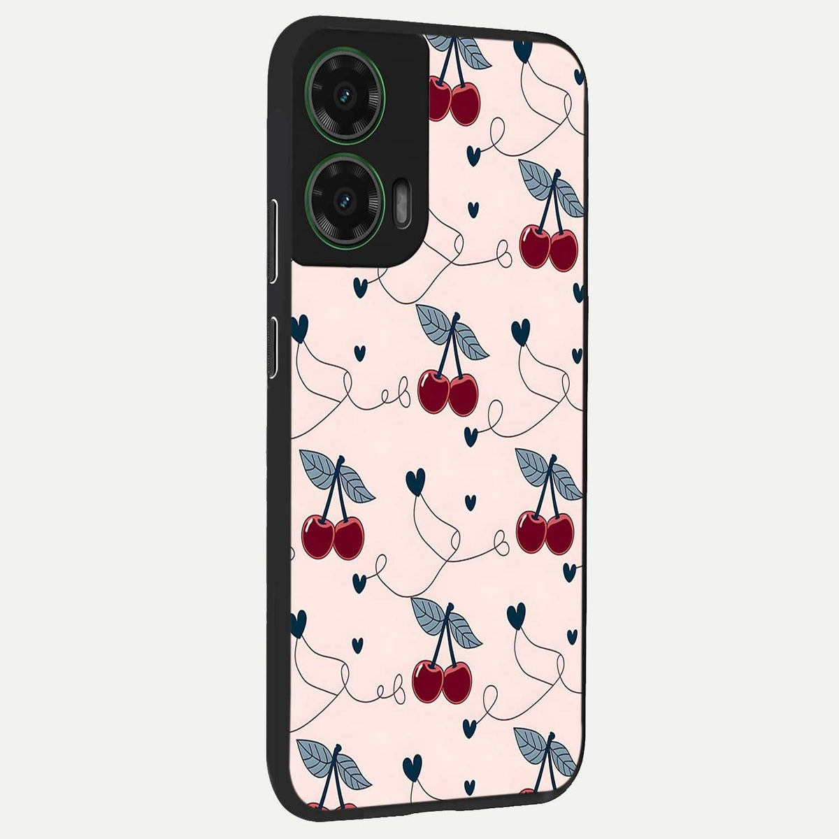  Cherry Heart Line back cover For Moto G35 slim fit glass case with vibrant aesthetic design