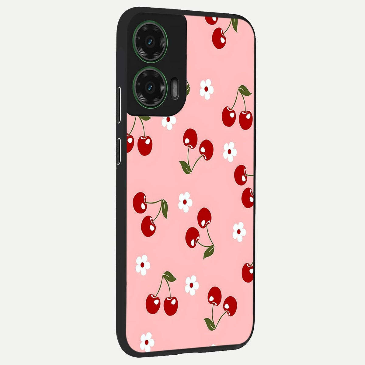  Cherry Love Mood back cover For Moto G35 slim fit glass case with vibrant aesthetic design