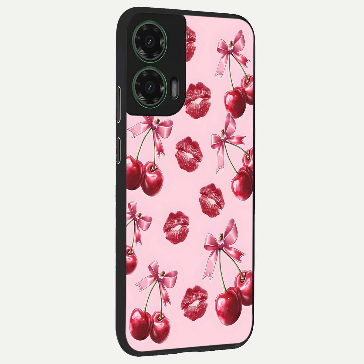  Cherry With Lips back cover For Moto G35 slim fit glass case with vibrant aesthetic design
