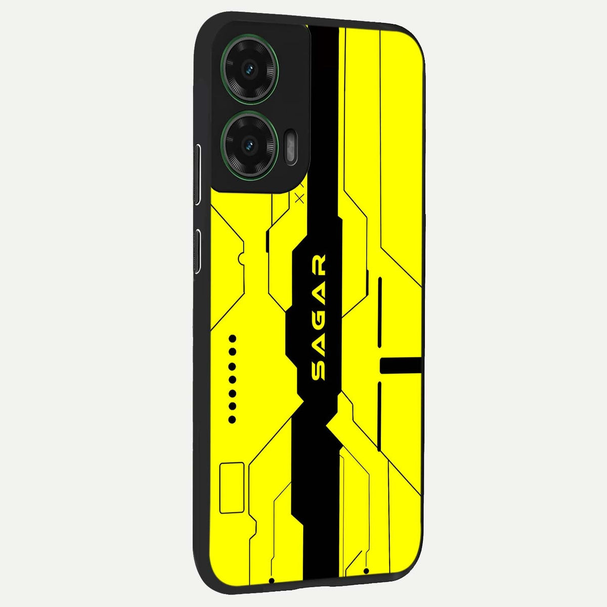  Circuit CYBERPUNK Custom Name back cover For Moto G35 slim fit glass case with vibrant aesthetic design