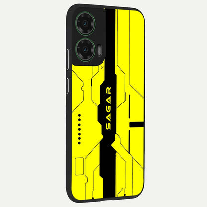  Circuit CYBERPUNK Custom Name back cover For Moto G35 slim fit glass case with vibrant aesthetic design