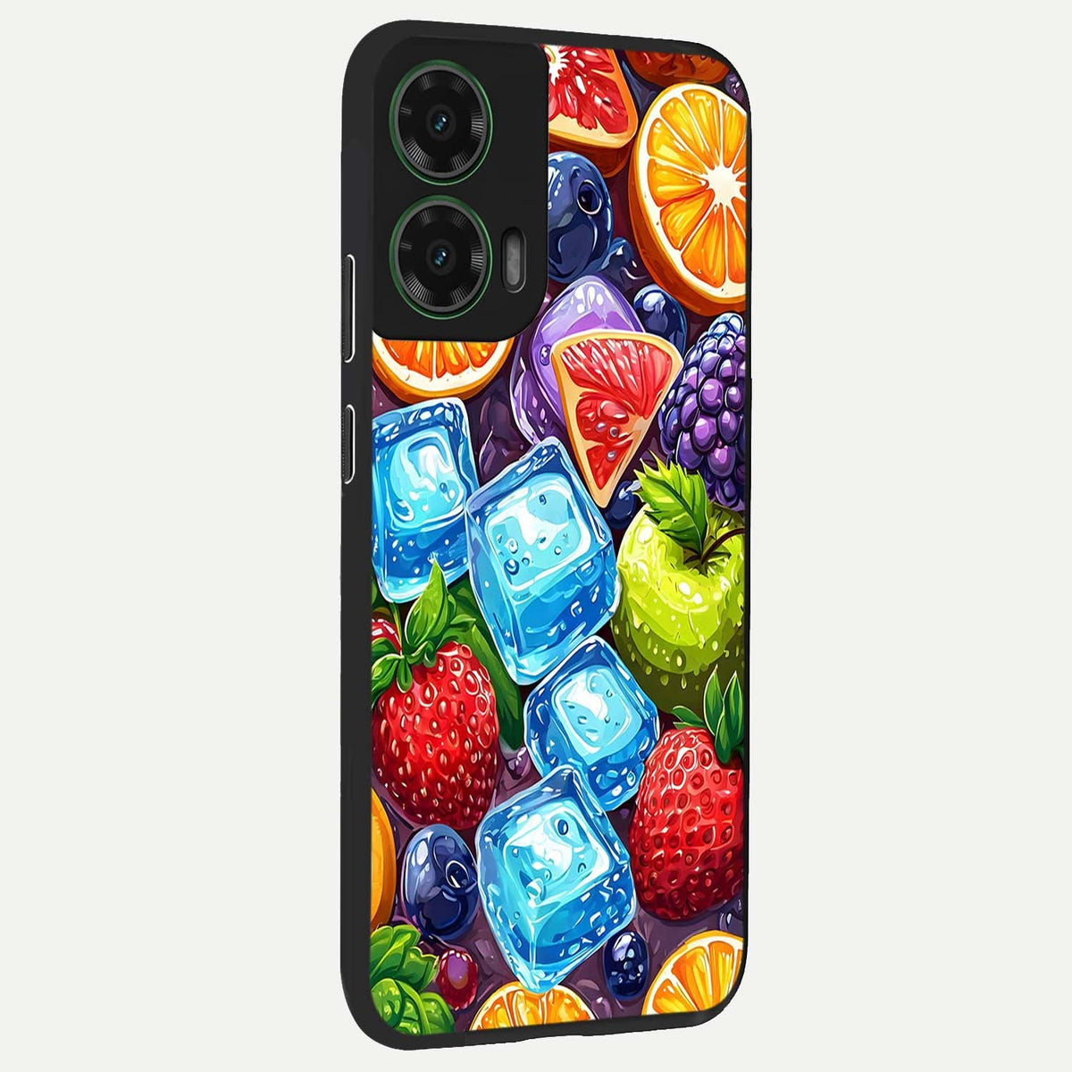 Colorful Fruits with Ice back cover For Moto G35 slim fit glass case with vibrant aesthetic design