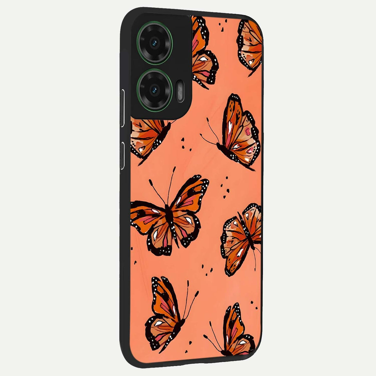  Coral Wing Butterfly back cover For Moto G35 slim fit glass case with vibrant aesthetic design