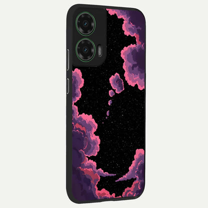  Cosmic Cloud Journey back cover For Moto G35 slim fit glass case with vibrant aesthetic design