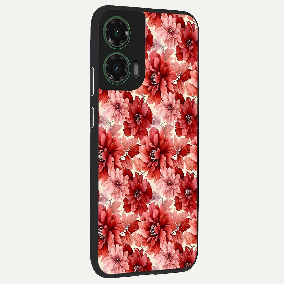  Crimson Love Petals back cover For Moto G35 slim fit glass case with vibrant aesthetic design