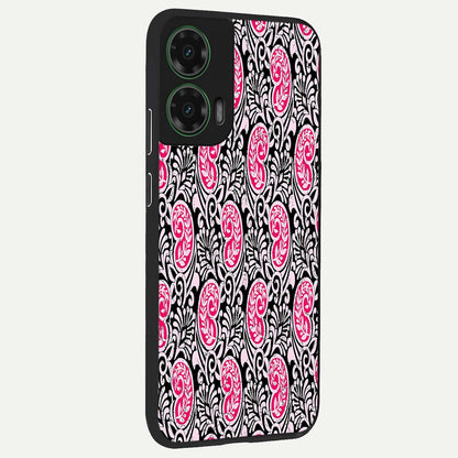  Crimson Paisley Charm back cover For Moto G35 slim fit glass case with vibrant aesthetic design