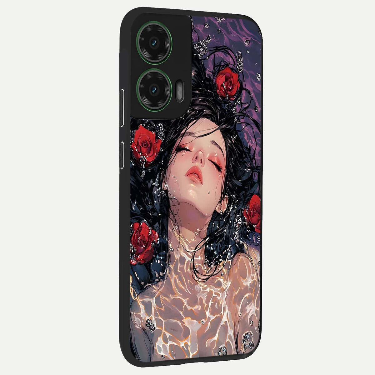  Crimson Rose Serenity back cover For Moto G35 slim fit glass case with vibrant aesthetic design