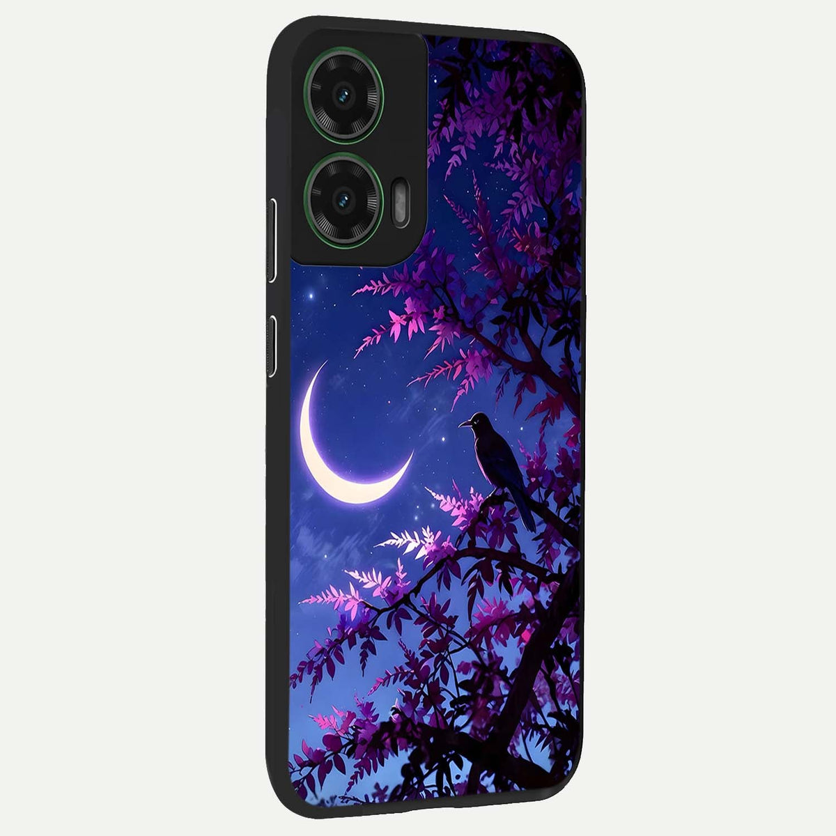  Crow And Moon Scenery back cover For Moto G35 slim fit glass case with vibrant aesthetic design