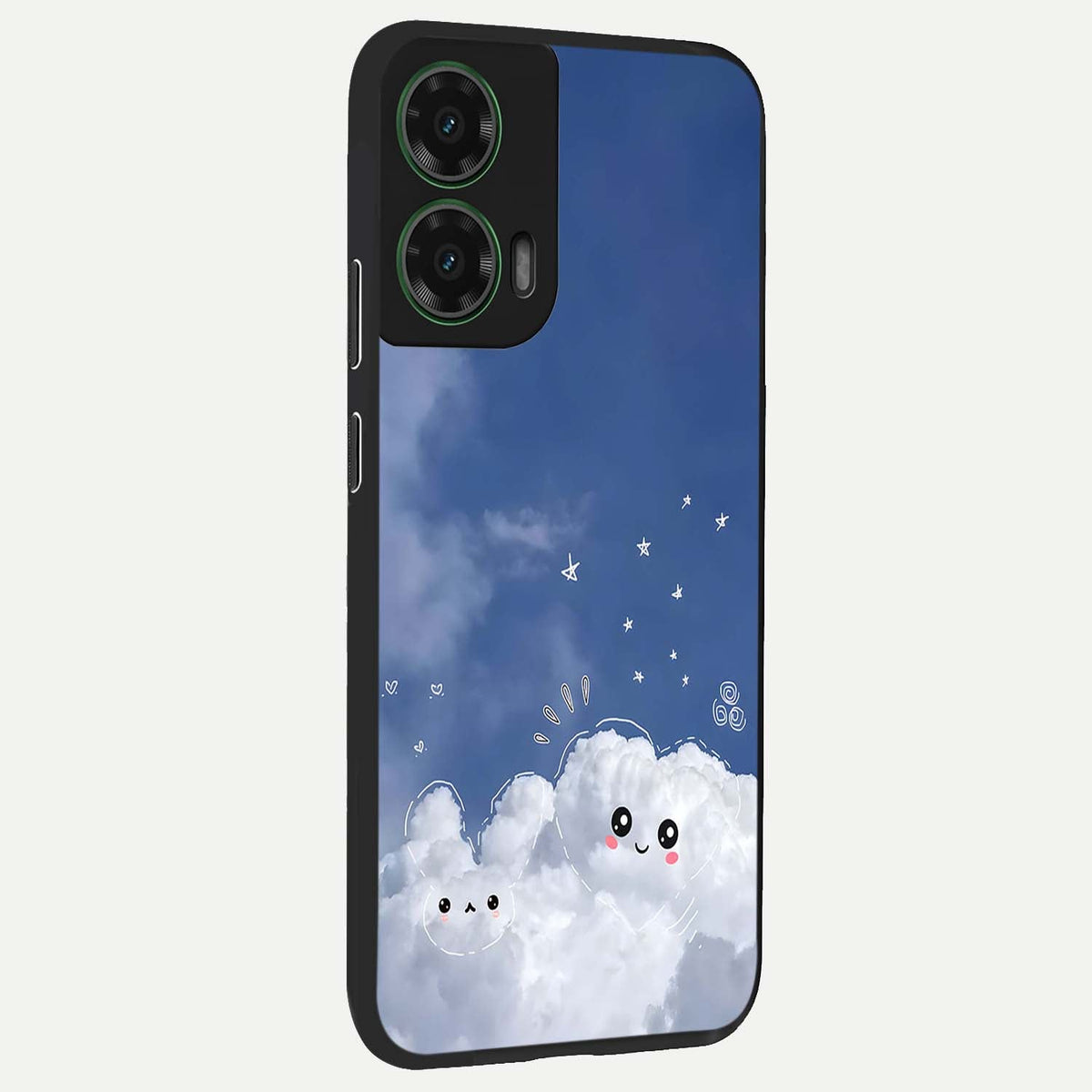  Cute Blossom Cloud back cover For Moto G35 slim fit glass case with vibrant aesthetic design