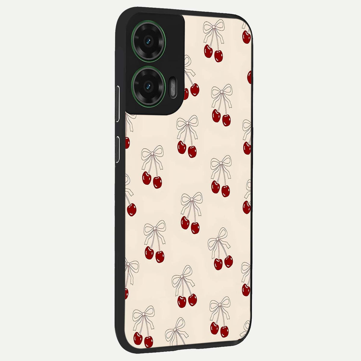  Cute Cherry Pattern back cover For Moto G35 slim fit glass case with vibrant aesthetic design