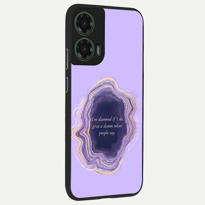  Damned People Quote back cover For Moto G35 slim fit glass case with vibrant aesthetic design