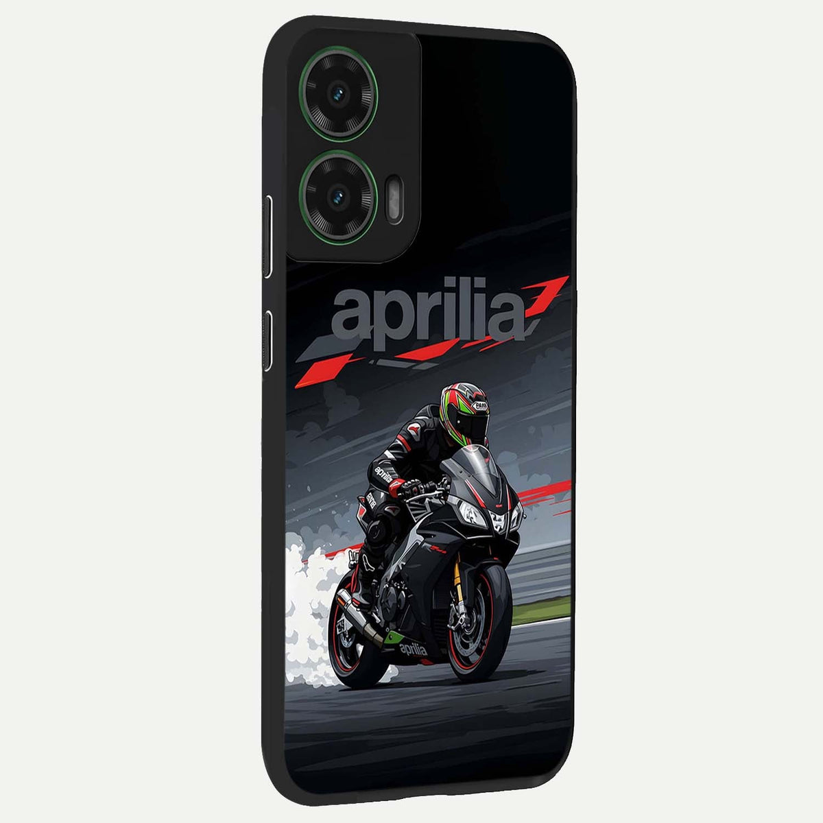  Dark Aprilla back cover For Moto G35 slim fit glass case with vibrant aesthetic design