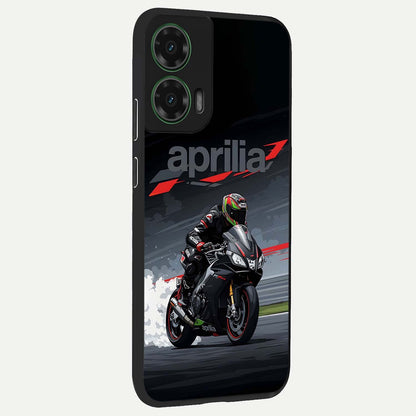  Dark Aprilla back cover For Moto G35 slim fit glass case with vibrant aesthetic design