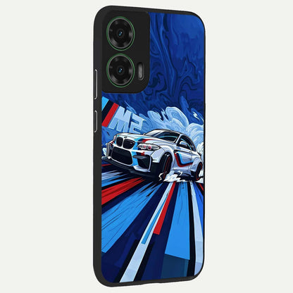  Drift Power Rush back cover For Moto G35 slim fit glass case with vibrant aesthetic design