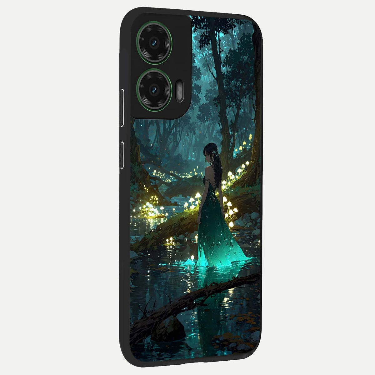  Enchanted Forest Glow back cover For Moto G35 slim fit glass case with vibrant aesthetic design