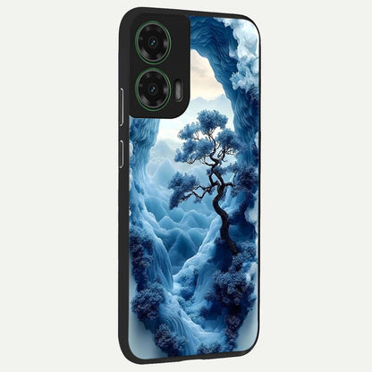  Frozen Serenity Gate back cover For Moto G35 slim fit glass case with vibrant aesthetic design