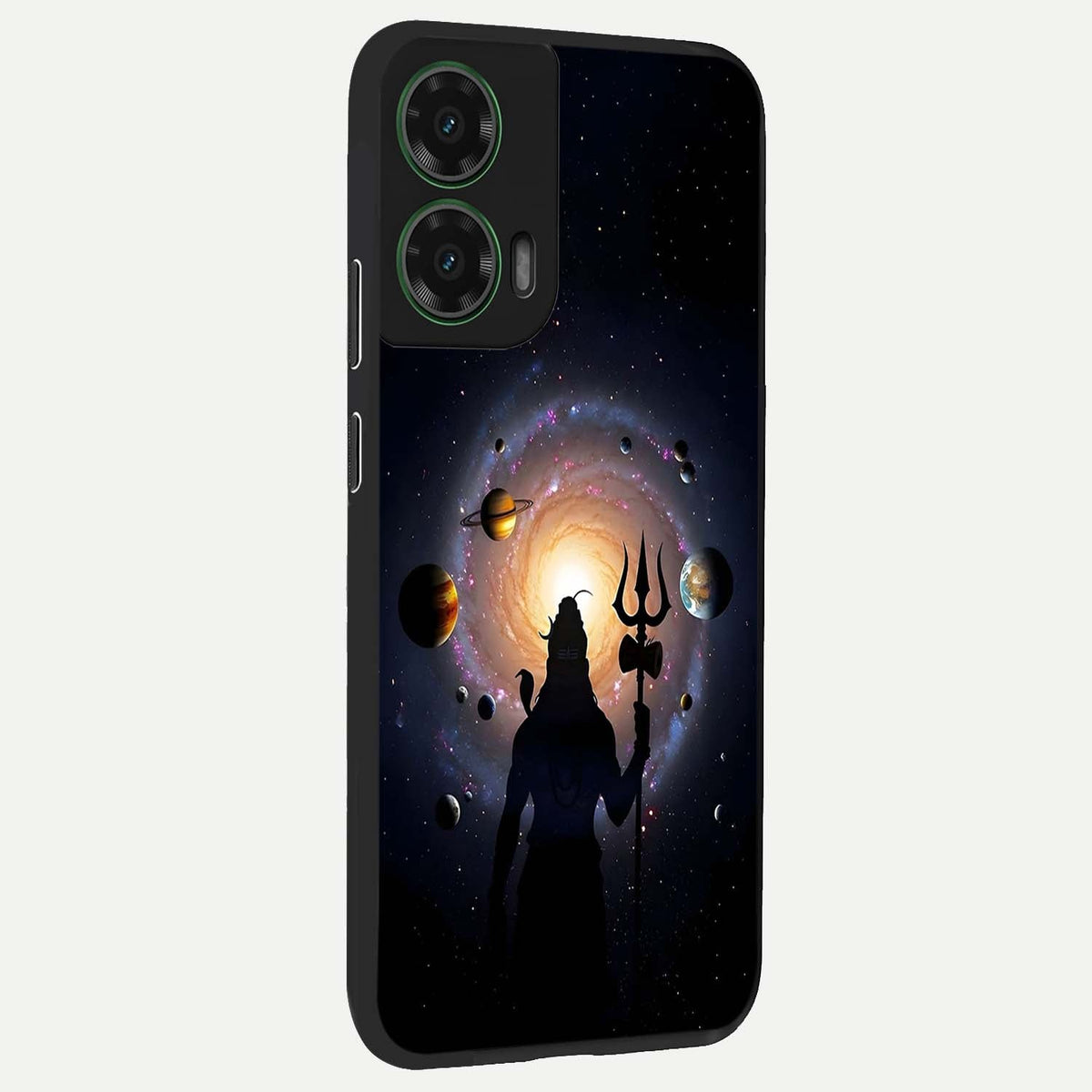  Galactic Shiva Vision back cover For Moto G35 slim fit glass case with vibrant aesthetic design