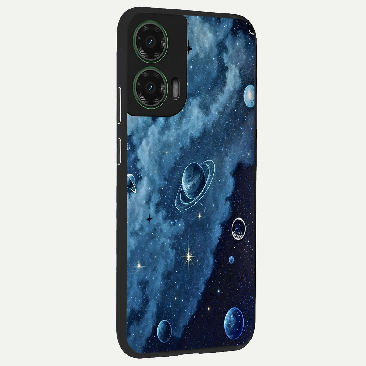  Galaxy Dream Space back cover For Moto G35 slim fit glass case with vibrant aesthetic design