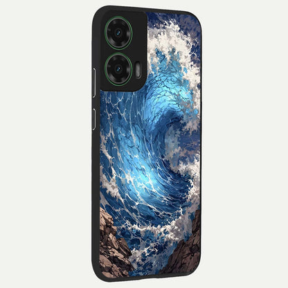  Giant Ocean Wave back cover For Moto G35 slim fit glass case with vibrant aesthetic design