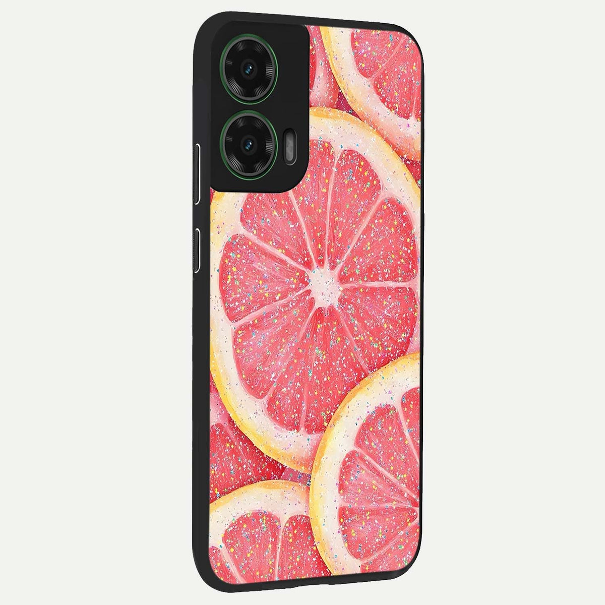  Glitter Grapefruit back cover For Moto G35 slim fit glass case with vibrant aesthetic design