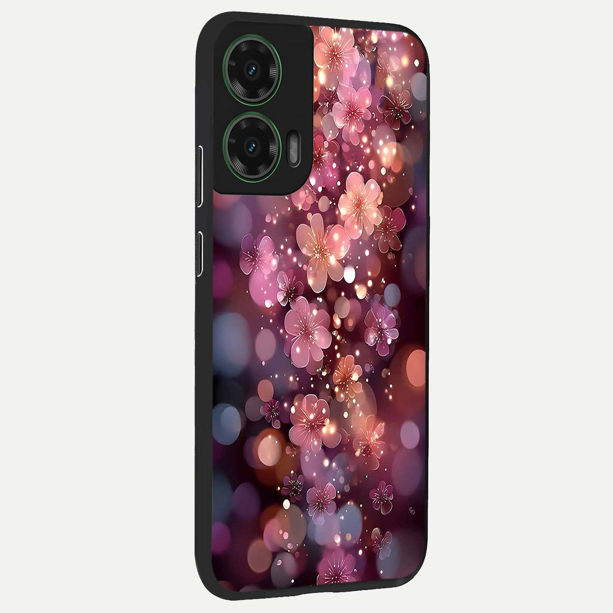  Glowing Petal Bliss back cover For Moto G35 slim fit glass case with vibrant aesthetic design