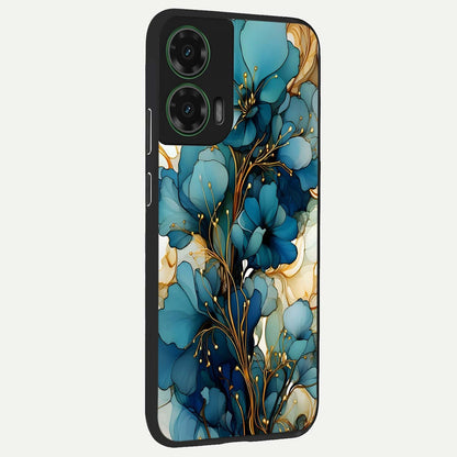  Golden Bloom Symphony back cover For Moto G35 slim fit glass case with vibrant aesthetic design