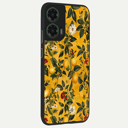  Golden Lemon Field back cover For Moto G35 slim fit glass case with vibrant aesthetic design