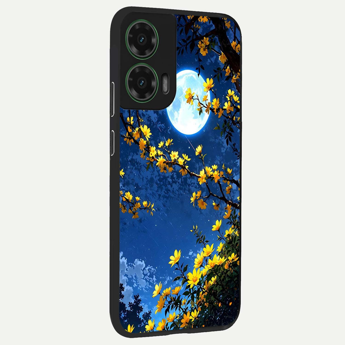  Golden Night Glow back cover For Moto G35 slim fit glass case with vibrant aesthetic design
