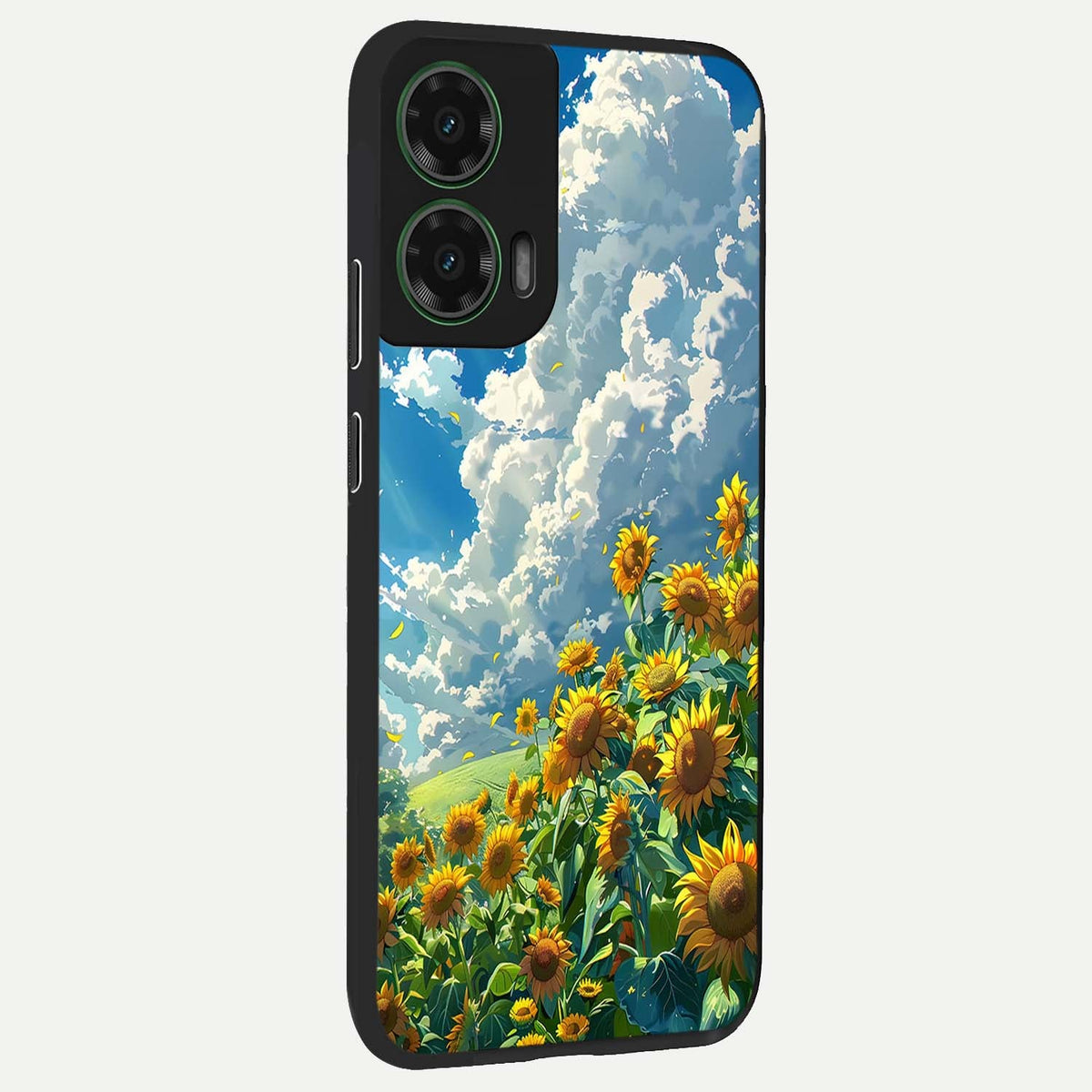  Golden Sun Glory back cover For Moto G35 slim fit glass case with vibrant aesthetic design