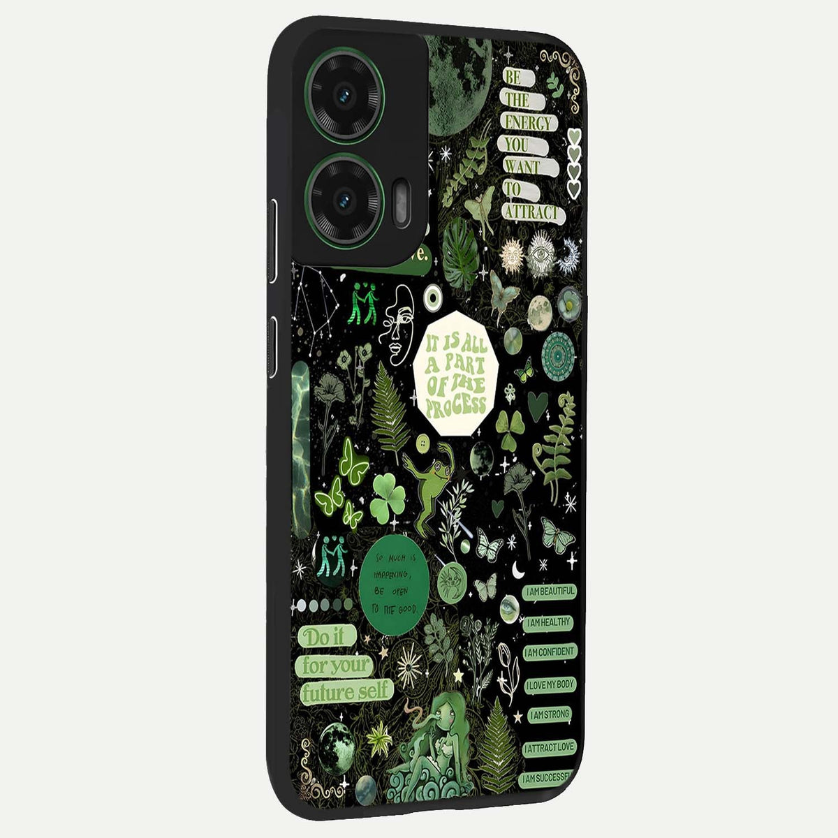  Green Mandala Pattern back cover For Moto G35 slim fit glass case with vibrant aesthetic design