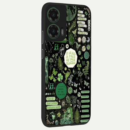  Green Mandala Pattern back cover For Moto G35 slim fit glass case with vibrant aesthetic design