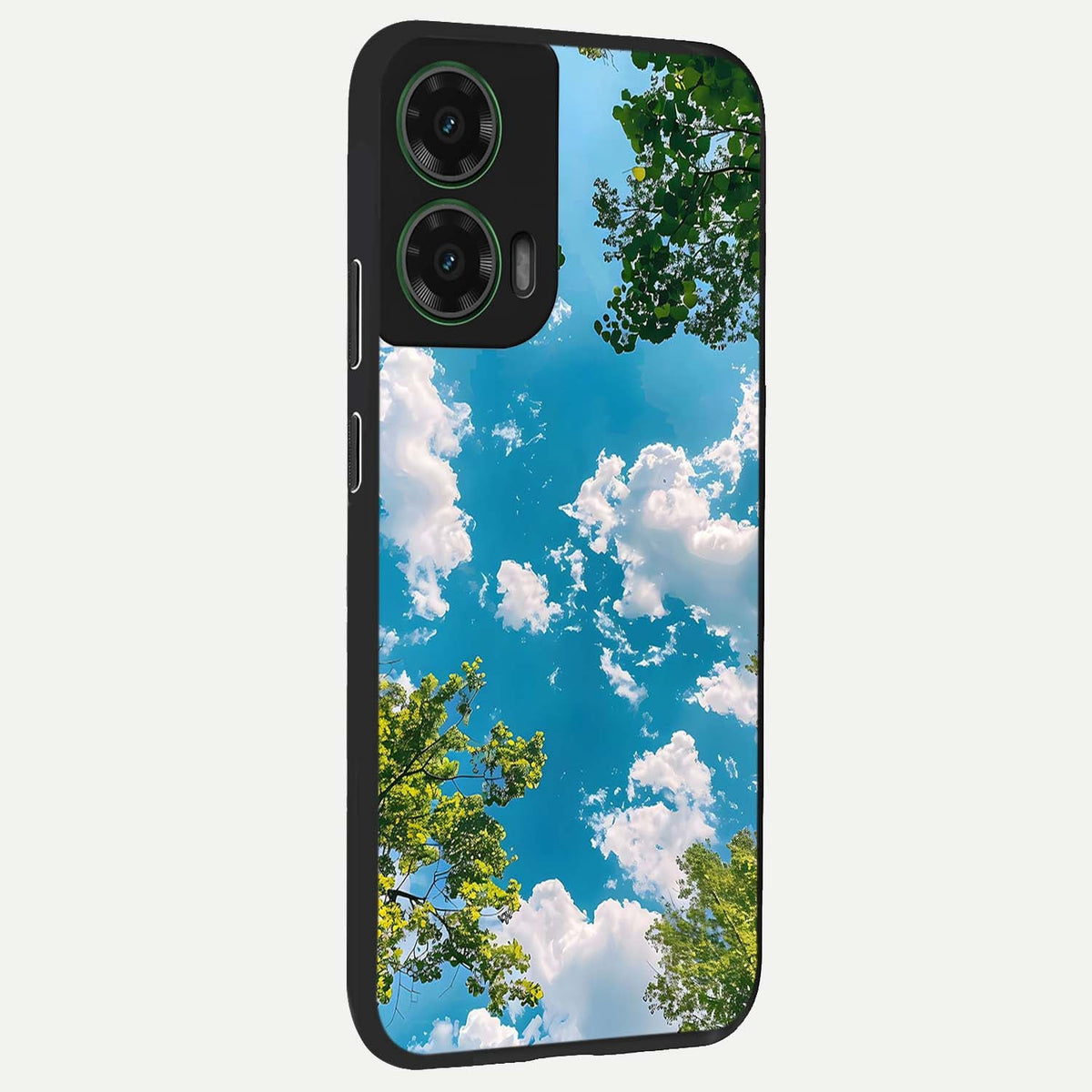  Green Moon Energy back cover For Moto G35 slim fit glass case with vibrant aesthetic design
