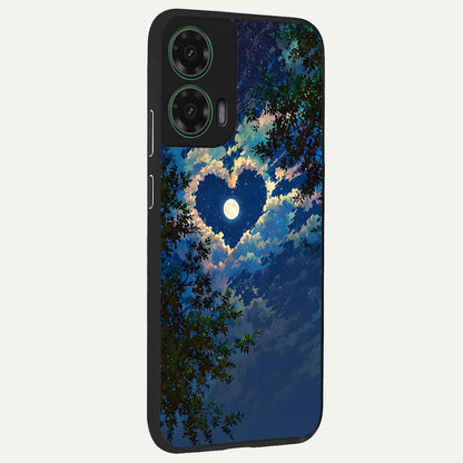 Heart With Moon Sky back cover For Moto G35 slim fit glass case with vibrant aesthetic design