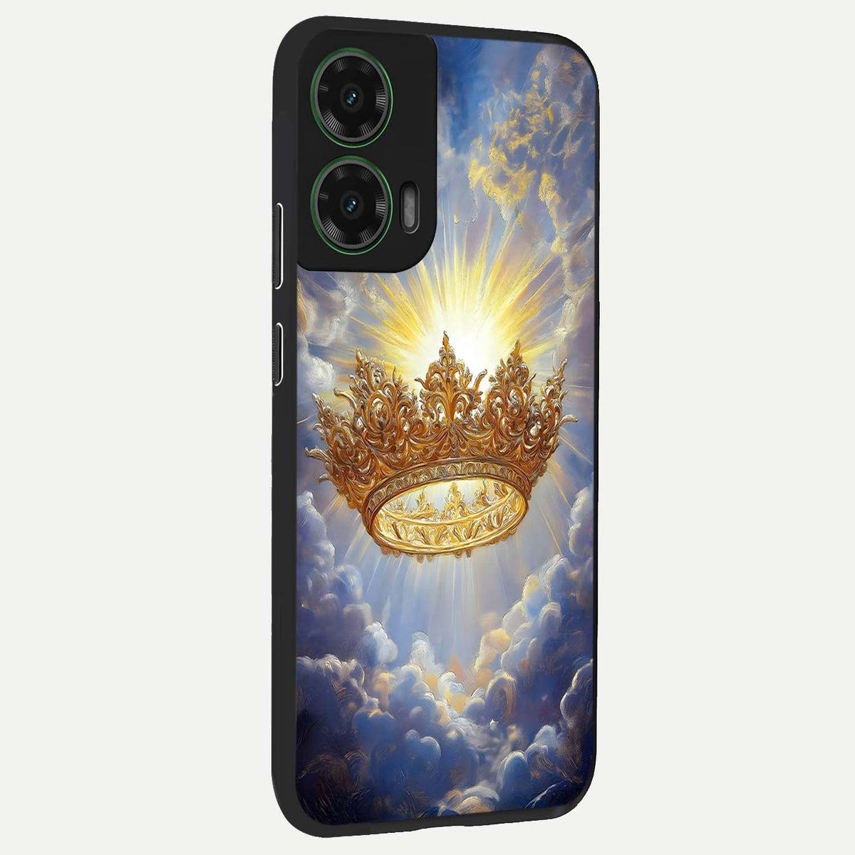  Heavenly Crown Light back cover For Moto G35 slim fit glass case with vibrant aesthetic design
