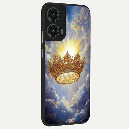  Heavenly Crown Light back cover For Moto G35 slim fit glass case with vibrant aesthetic design