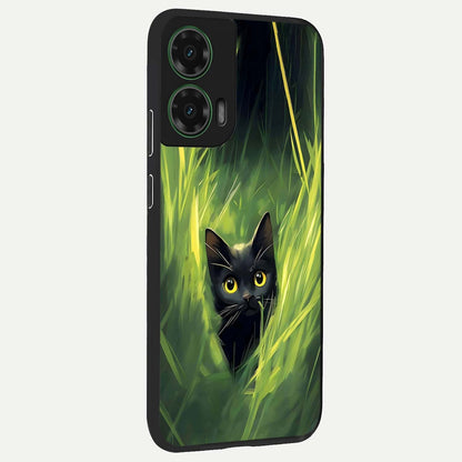  Hidden Cat Whisper back cover For Moto G35 slim fit glass case with vibrant aesthetic design