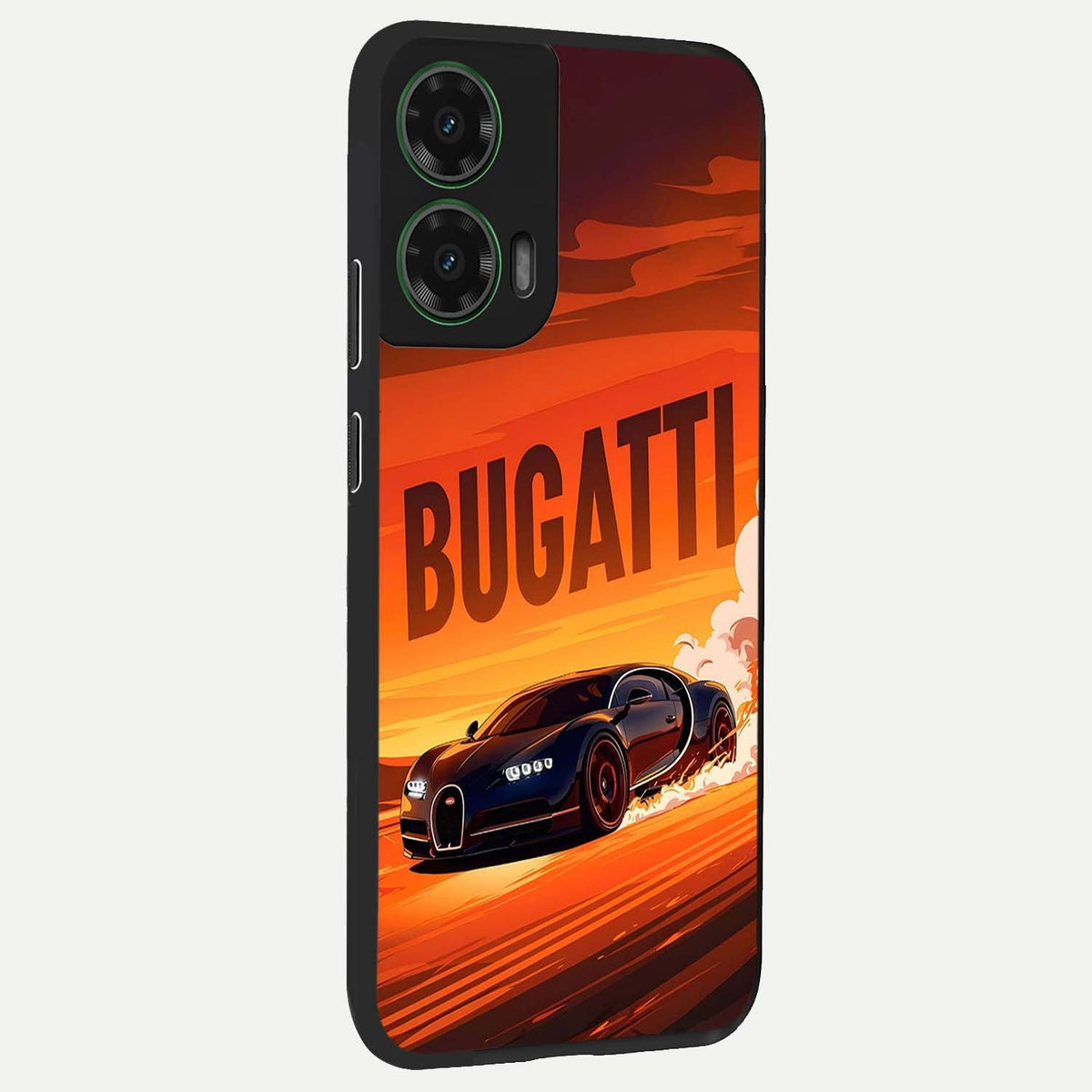  Inferno Bugatti Storm back cover For Moto G35 slim fit glass case with vibrant aesthetic design