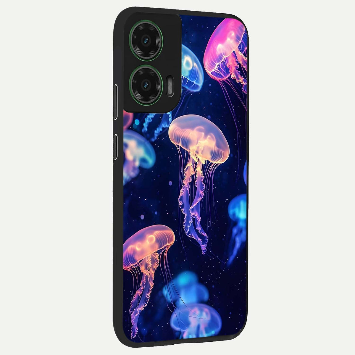  Jellyfish Pattern back cover For Moto G35 slim fit glass case with vibrant aesthetic design
