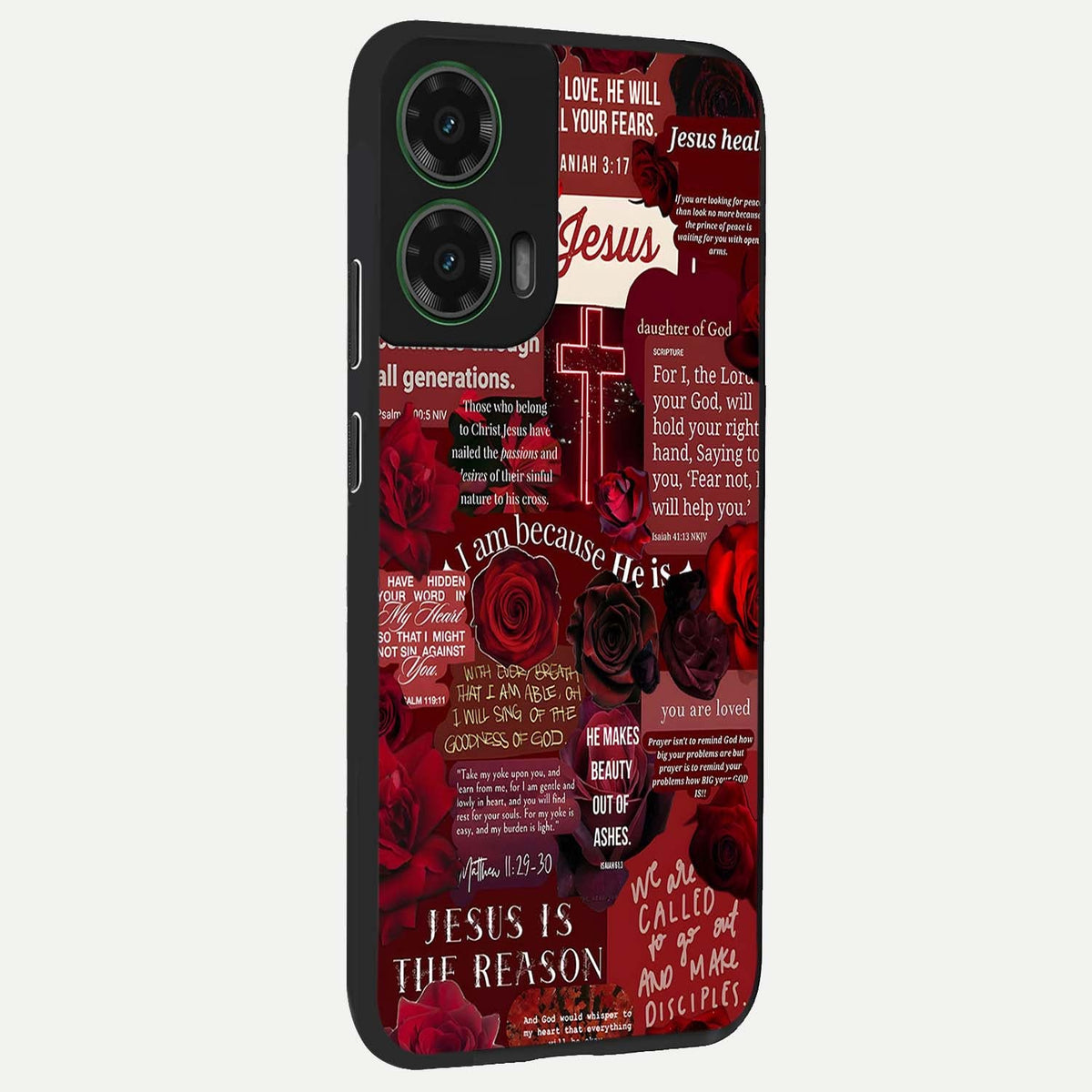  Jesus Love Heals back cover For Moto G35 slim fit glass case with vibrant aesthetic design