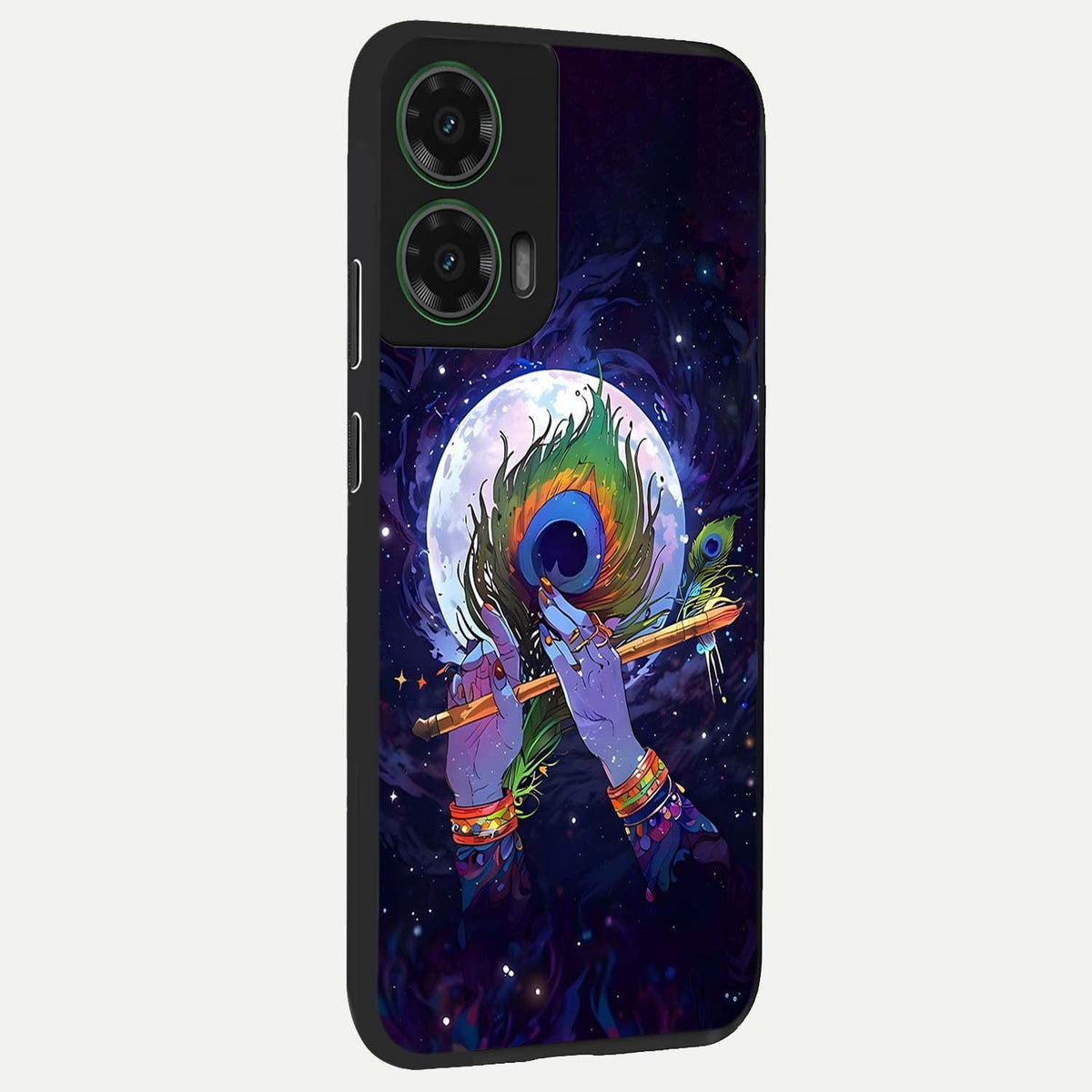  Krishna Hands Art back cover For Moto G35 slim fit glass case with vibrant aesthetic design