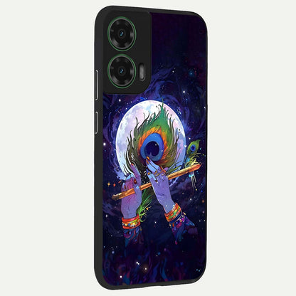  Krishna Hands Art back cover For Moto G35 slim fit glass case with vibrant aesthetic design