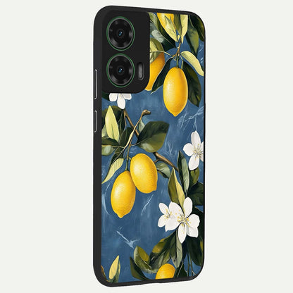  Lemon Dream Garden back cover For Moto G35 slim fit glass case with vibrant aesthetic design
