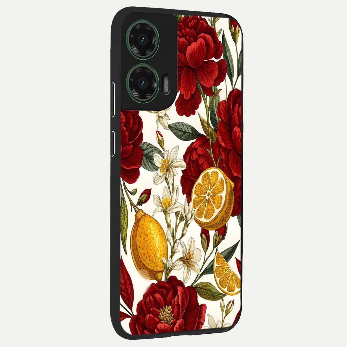 Lemon Rose Charm back cover For Moto G35 slim fit glass case with vibrant aesthetic design