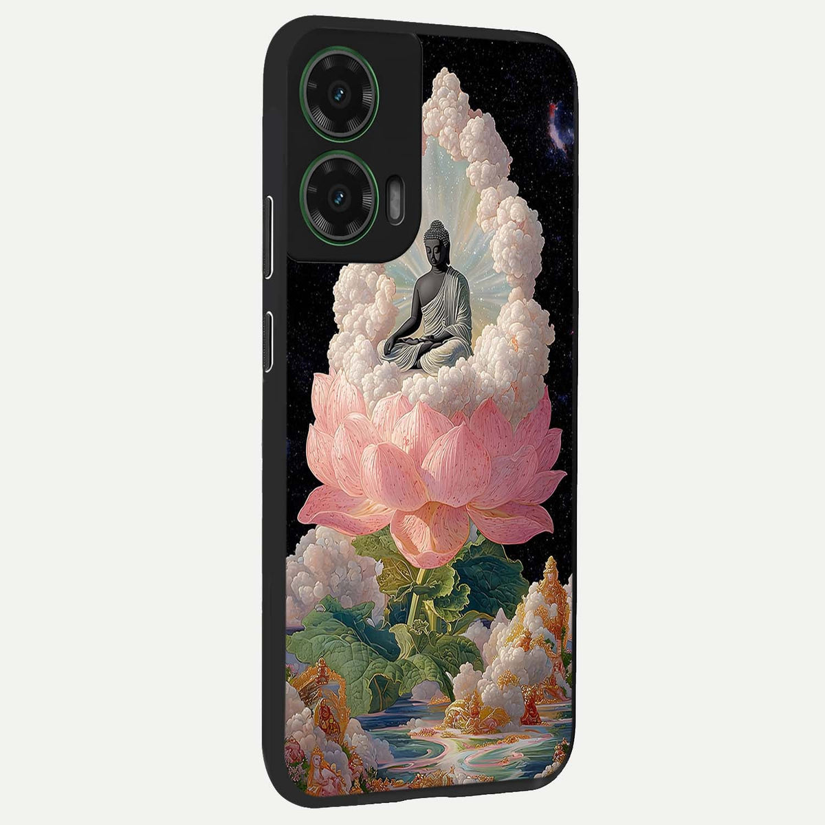  Lotus Divine Peace back cover For Moto G35 slim fit glass case with vibrant aesthetic design