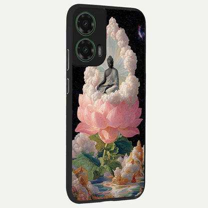  Lotus Divine Peace back cover For Moto G35 slim fit glass case with vibrant aesthetic design