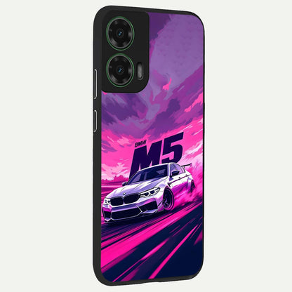  MS Neon Car back cover For Moto G35 slim fit glass case with vibrant aesthetic design