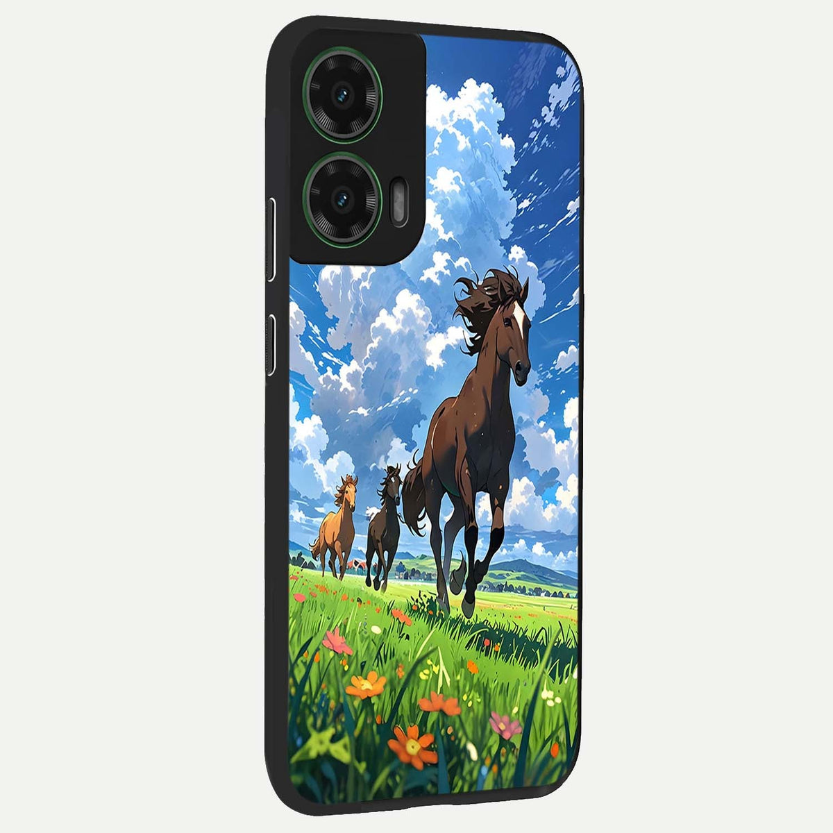  Majestic Horses Galloping back cover For Moto G35 slim fit glass case with vibrant aesthetic design