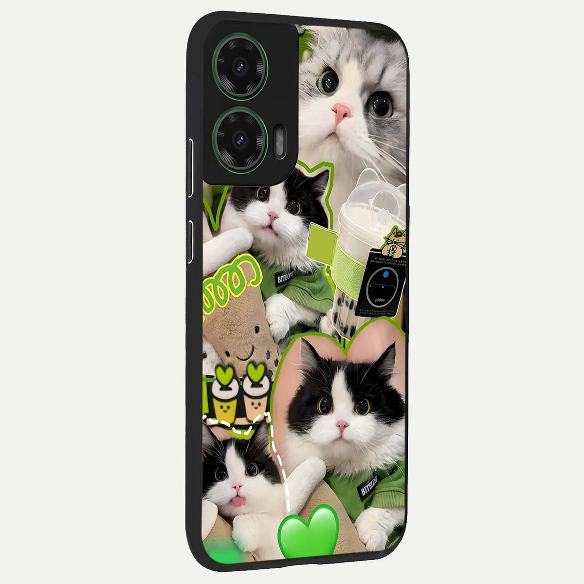  Matcha Cats Mood back cover For Moto G35 slim fit glass case with vibrant aesthetic design