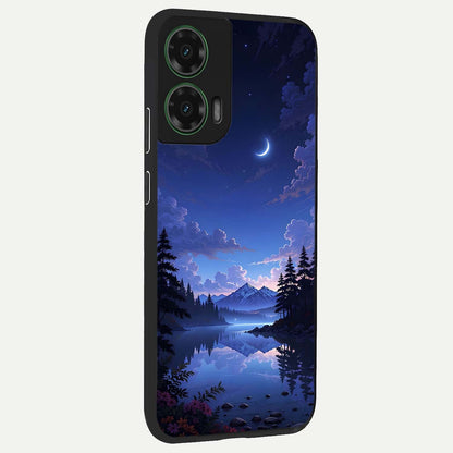  Midnight Lake Peace back cover For Moto G35 slim fit glass case with vibrant aesthetic design