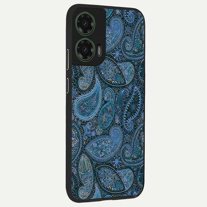  Midnight Paisley Glow back cover For Moto G35 slim fit glass case with vibrant aesthetic design